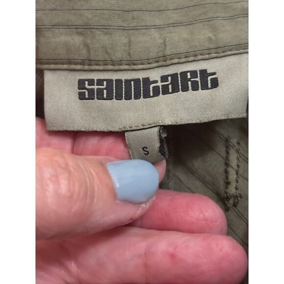 Saintann for Tuckernuck Telma cap sleeve dress, green, quiet money, classic - Picture 8 of 9